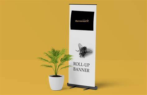 Customizable roll-up banners designed online, offering quick delivery and ideal for trade shows and business promotions.